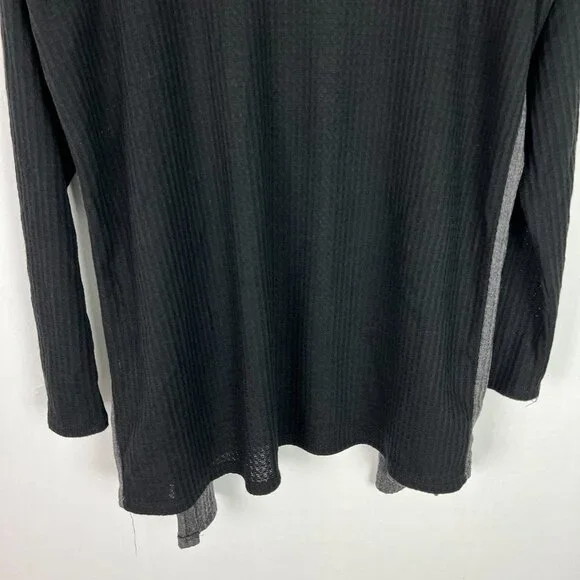 NWT Bobeau Open Front Colorblock Waffle Knit Cardigan Charcoal Black Size Small - Picture 9 of 9